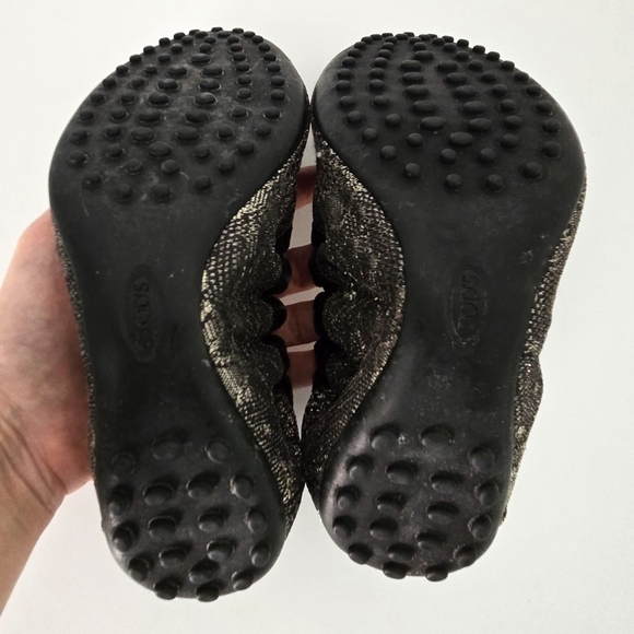 Tod's Metallic Silver Gray Jacquard & Black Leather Ballet Flats - Picture 5 of 6
